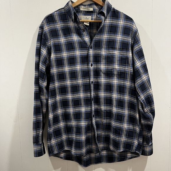 L.L. Bean Other - LL Bean Men's Cotton Blue Plaid Long Sleeve Button Down Traditional Fit Sz M